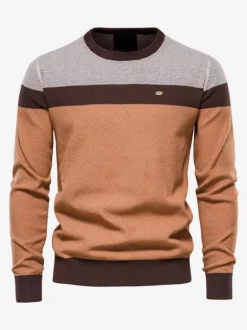 Men's Sweaters Men's Pullover Knitwear Jewel Neck Fall Gray Blue