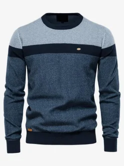 Men's Sweaters Men's Pullover Knitwear Jewel Neck Fall Gray Blue