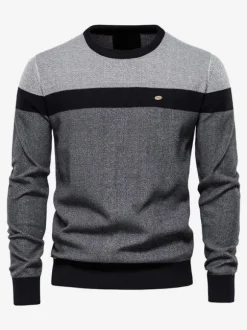 Men's Sweaters Men's Pullover Knitwear Jewel Neck Fall Gray Blue