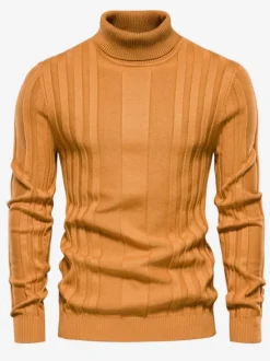 Men's Sweaters Men's Pullover Knitwear Jewel Neck Winter Green Apricot