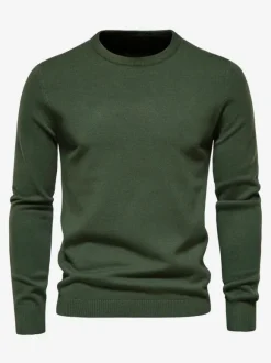 Men's Sweaters Men's Pullover Knitwear Jewel Neck Spring Dark Navy White