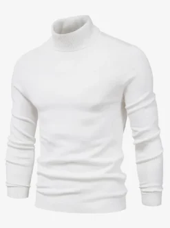Men's Sweaters Men's Pullover Knitwear Portrait Neck Fall Burgundy Apricot