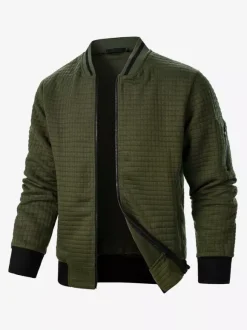 Men’s Sweatshirt Solid Color Zip-Up Jacket With Stand Collar