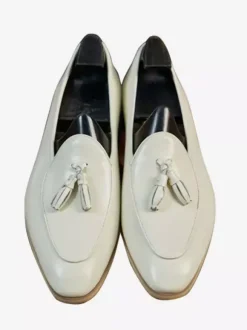 Mens Tassel Loafer Round Toe Cowhide Prom Homecoming Wedding Shoes