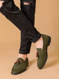 Mens Tassel Loafer Shoes Round Toe Prom Homecoming Wedding Shoes