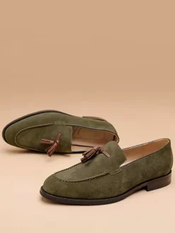 Mens Tassel Loafer Shoes Round Toe Prom Homecoming Wedding Shoes