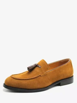 Men's Tassel Loafers Suede Leather Square Toe Men's Loafer Shoes