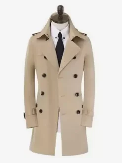 Men's Trench Coats Casual Light Apricot Chic Slim Fit Coats