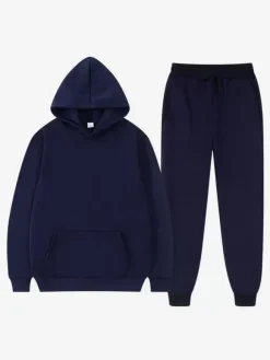 Men's Two Piece Sets Fleece Sweatshirt Men's Hoodie and Pants