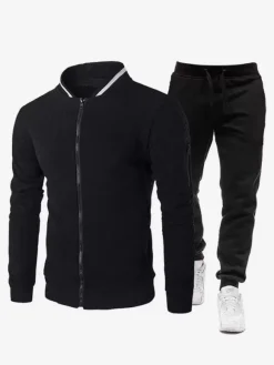 Men's Two-Piece Sets Zipper up Jacket and Slim Pant