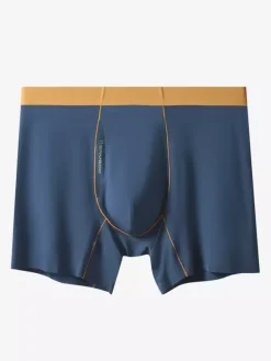 Men’s Underwear Natural Bamboo Fiber Extended-Length Boxer Briefs Premium Solid-Color Trunks