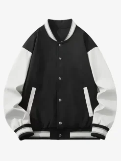 Men’s Varsity Jacket Plus-Size Causal Long Sleeve Loose Cardigan Baseball Jackets