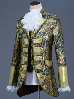 Men's Victorian Prince Costume Luxury Embroidery Costume Carnival Red Vintage Floral Long Sleeves Retro Costumes For Man