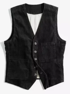Men’s Vintage Corduroy Sleeveless Workwear Vest