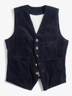 Men’s Vintage Corduroy Sleeveless Workwear Vest