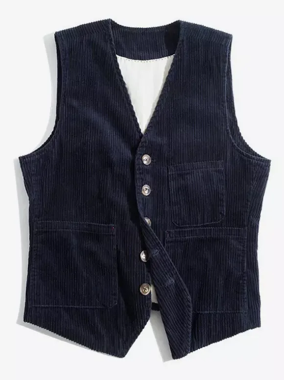 Men’s Vintage Corduroy Sleeveless Workwear Vest