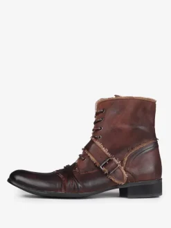 Men's Vintage Work Boots Cowhide Classic Coffee Brown Chukka Zip Up Ankle Short Boots