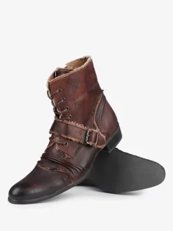 Men's Vintage Work Boots Cowhide Classic Coffee Brown Chukka Zip Up Ankle Short Boots