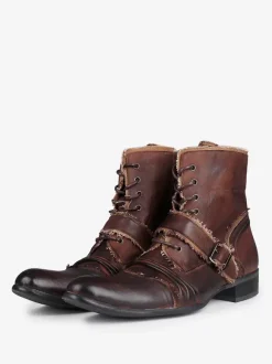 Men's Vintage Work Boots Cowhide Classic Coffee Brown Chukka Zip Up Ankle Short Boots