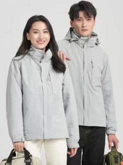 Men's Waterproof Hiking Jacket Casual Gray Coats