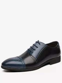 Mens Wedding Dress Oxford Formal Shoes Round Toe Strap Adjustable Color Block White Leather Wedding Dress Shoes