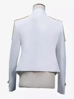 Men's White Retro Top Elegant Long Sleeves Royal Court Retro Overcoat Costumes