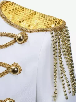 Men's White Retro Top Elegant Long Sleeves Royal Court Retro Overcoat Costumes