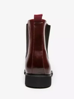 Mens Wine Red Chelsea Boots Pointed Toe Low Heel Elastic Ankle Boots Dress Casual Slip-On