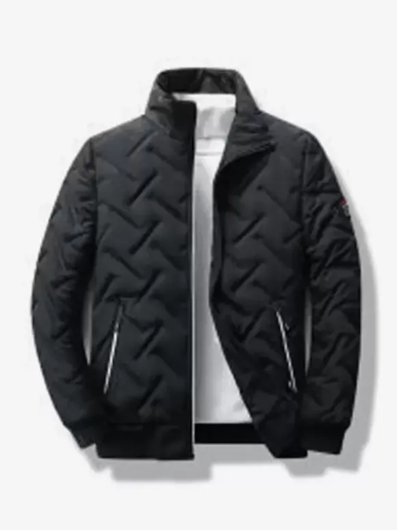 Men's Winter Coat Stand Collar Casual Warm Baseball Jacket