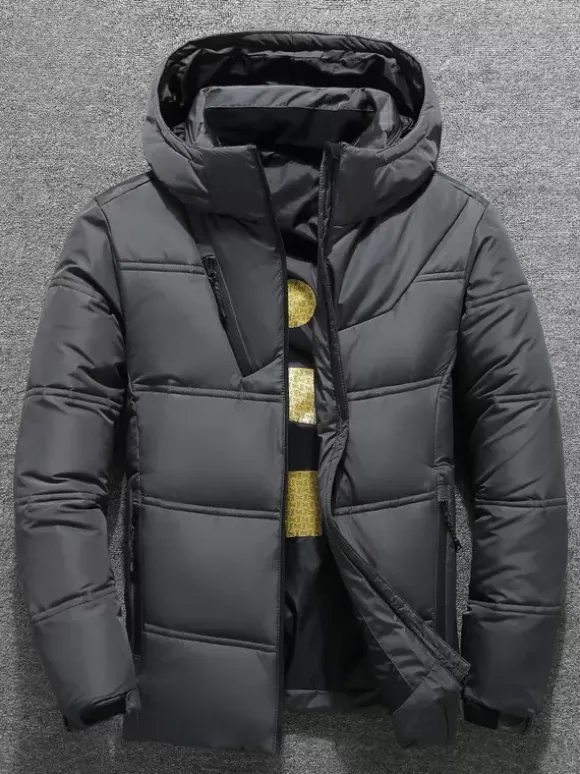 Men's Winter Jacket Short Thick Long Sleeve Warm Coat