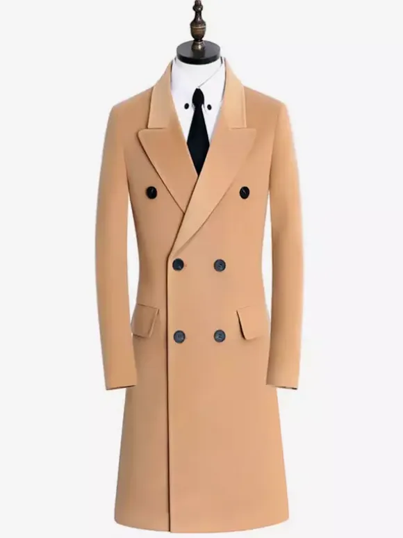 Men's Winter Woolen Coats Mid-Length Double-Breasted Suits