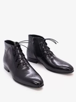 Men's Work Boots Cowhide Chic Black Ankle Short Boots