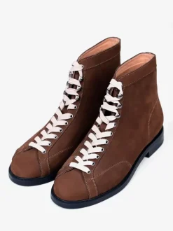 Men's Work Martin Boots Cowhide Classic Deep Brown Lace Up Short Ankle Boots