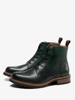 Men's Work Martin Boots Cowhide Classic Black Ankle Boots