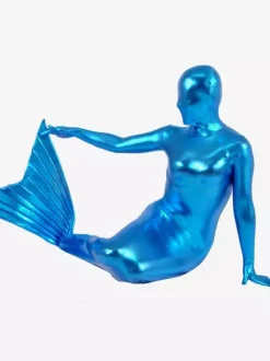 Mermaid Zentai Suits Blue Mermaid Style Shiny Metallic Zentai Suit