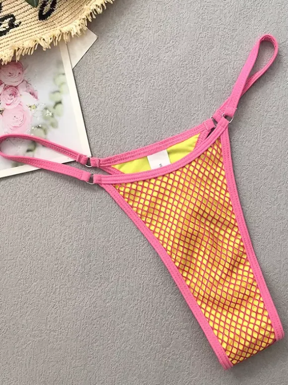 Mesh Swimsuit Set Contrast Color Bikini And Mini Skirt Cover-up For Beach 2026