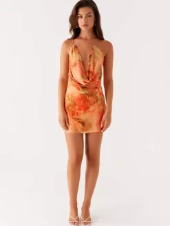 Midi Dress Floral Print Chiffon Chic Straps Neck Sleeveless Daily Summer Dresses