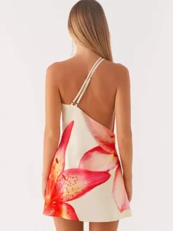 Midi Dress Floral Print Lace Up Backless Chiffon Chic Embellished Collar Sleeveless Dress