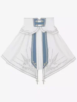 Military Lolita Uniform Set Long Sleeve Shirt And Corset Skirt Two-Piece Set White Blue Prince Knight Style Lolita Costume