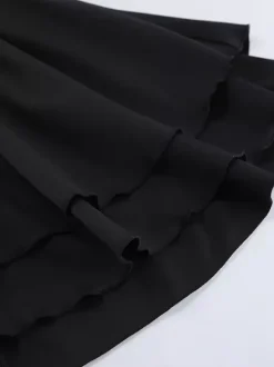 Military Blazer Skirt Set For Women Chic Two Piece Outfit - Black Vintage Stand Collar Slim Fit - Spring Party Wear 2026