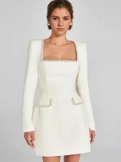 Mini Dress U-Neck Long Sleeves Semi-Formal Birthday Party Dress For Women 2026