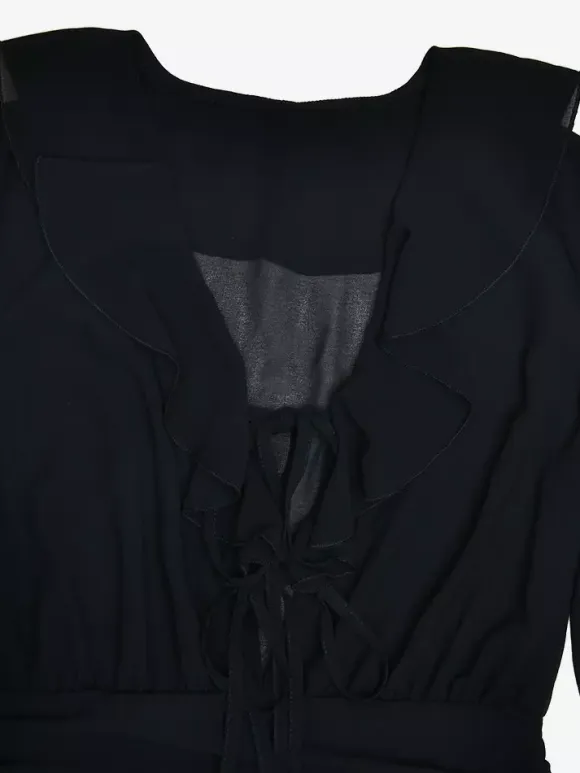 Mini Dress With Tie Front V-neck Long Sleeve Ruched Waist Skater Dress For Women 2026