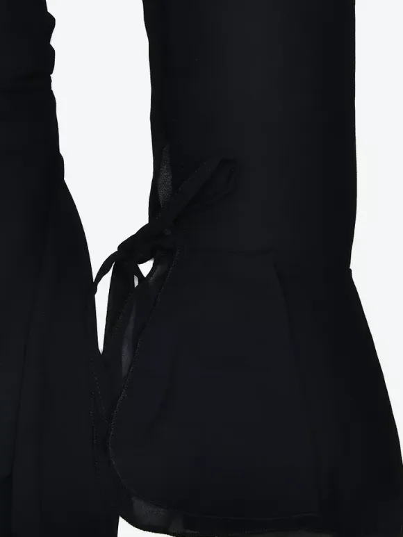 Mini Dress With Tie Front V-neck Long Sleeve Ruched Waist Skater Dress For Women 2026