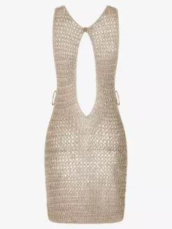 Mini Dresses Apricot Sleeveless Woven Slim Fit Short Dress For Women