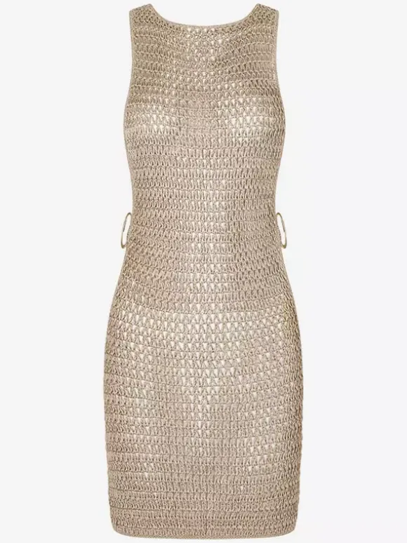 Mini Dresses Apricot Sleeveless Woven Slim Fit Short Dress For Women