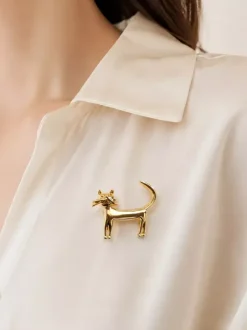 Minimalist 3D Cat Shaped Brooch Cute Animal Lapel Pin For Suit Shirt Coat Decorative Accessory