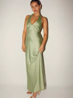 Minimalist Halter Maxi Dress For Women - Deep V Neck Backless Sleevless Long Gown - Summer Cocktail Evening 2026