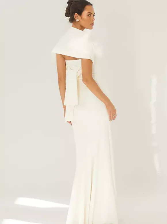 Minimalist Scarf Neck Strapless Dress For Women - Elegant Mermaid Maxi Gown - Spring Formal Evening Gala 2026