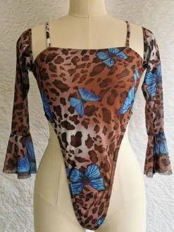 Monokini Swimsuits For Women Leopard Straps Neck Open Shoulder Summer Beach Swimwear