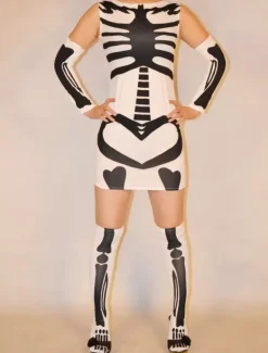 Monster Zentai Suits White Human Skeleton Lycra Spandex Women's Catsuit
